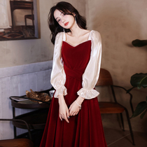 Toast to the brides new daily wedding engagement dress Dress Wine Red Color Advanced Sensation Little Evening Dress Lady Summer
