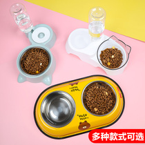 Pet cat bowl cat food basin water Food Bowl double bowl automatic drinking water young cat eating Basin drinking water anti-knock stainless steel
