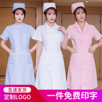 Nurse uniform Summer short-sleeved female long overalls Thin summer dress large size white coat Doctor beauty pharmacy uniform