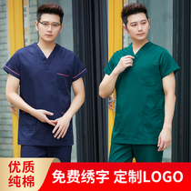 Pure cotton Korean version of hand washing clothes long-sleeved surgical clothes brush hand clothes Pet hospital pharmacy doctor overalls mens and womens suits