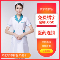 White coat Short-sleeved female doctors suit Summer dress Beauty salon beautician embroidery division Pharmacy Pharmacy nurses suit overalls