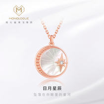 MONOLOGUE MONOLOGUE sun moon star silver inlaid shell Topaz rose gold necklace