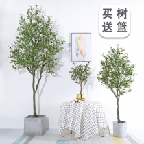 Nordic popular net red simulation green olive tree Indoor home shopping mall window large floor-to-ceiling fake potted ornaments