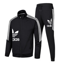 Mens sports suit Spring and autumn long sleeve stand-up collar sweater jacket Youth running casual cardigan sportswear two-piece set