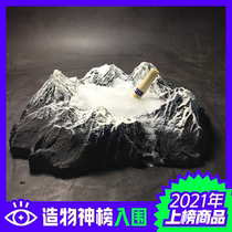 Winter official hands as cement plaster decoration ashtrays Snow Mountain Lake Smoke vat Minjuku tea room Bar swaying pieces