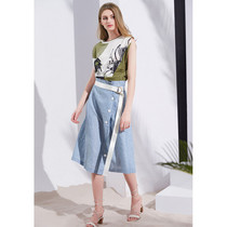 Quanhao Brother P619-901] Counter brand new linen OL skirt skirt one-step skirt 0 36KG