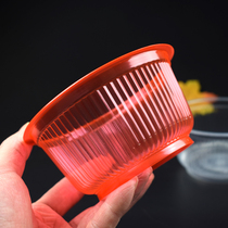 Disposable plastic bowl red festive wedding banquet household dining tableware thickened round plastic transparent soup bowl