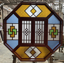 Guangzhou manufacturers supply Lingnan characteristics Manchuria window Xiguan style solid wood flower grid entrance design color retro window