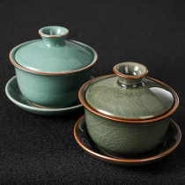 Brother Kilo Kung Fu Cover Bowl Tea Set Chinese Vinocog Kiln Ice Cracks Three only to cover bowls Home Hand Grip Tea Maker