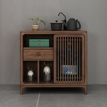 New Chinese Tea Cabinet Solid Wood North American Black Walnut Locker Old Elm Kettle One Sofa Tea Side Cabinet