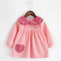 Baby cotton coat corduroy pocket coat love autumn and winter children anti-dirty bib girl waterproof anti-dressing