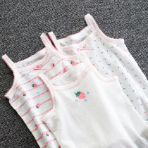 Three-piece small Strawberry Whitewash Suspender thin section Soft Cool Girls sleeveless Mesh T-shirt Childrens vest Top