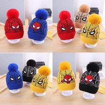 Boys autumn and winter wool cap childrens spider man hat thickened cartoon Altman cap outdoor warm ear protection