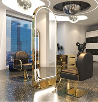 Net Red Barber shop mirror table floor with base hairdressing shop mirror with light touch hair salon dedicated single-sided hair cutting mirror