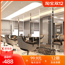 Special marble base for hair salon floor double-sided hair cutting mirror table hairdressing shop mirror with lamp stainless steel hair cutting mirror