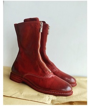 Top version ccp guidi boots female ghost Emperor 310 Goodyear Washed Mapleather Short Boots Front Zipper Genuine Leather Martin boots