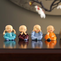 Zen four little monks Tea table ornaments Tea pet accessories decorations Tea table Coffee table Office desktop knickknacks