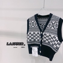  LAKUER la queer 2021 autumn new girls sweater vest Western style cardigan jacket childrens knitted vest