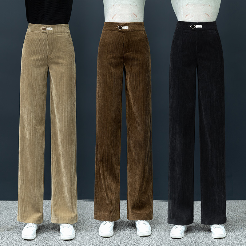 High-waisted wicked velvet wide-legged pants womens autumn winter 2020 new plus-on pants winter wear straight womens pants