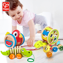 hape drag toy drawstring cart pull Baby Baby Baby Animal tortoise bird frog crocodile Ladybug