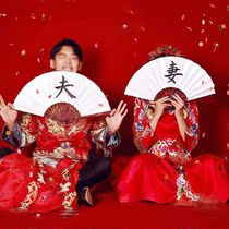 Ancient costume photo props creative couple fan writing folding fan photo studio wedding photography hand-held fan Chinese style