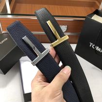 New Tom Ford Tom Ford Mens belt fashion double-sided leather T-buckle business Belt