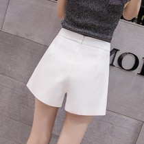 Womens wide and thin spinning summer font a tall student suit casual loose snow leg waist pants new shorts white
