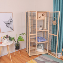 Cat villa cat cage Household large indoor cat house Three-story nest house Solid wood cat cage empty cage cat nest customization