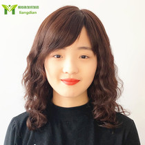 Middle-aged mother real hair Medium-long fashion curly hair Hand-woven wig Full headgear Long curly hair wig female middle-aged real hair