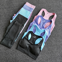 European and American sports fitness suit womens quick-drying elastic Sports Bra running yoga pants breathable training set