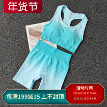 European and American sports suit women quick-drying shock gathering yoga elastic hip training running fitness bra shorts