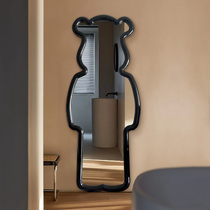 Nordic teenage girls creative in the bear wear mirror home with floor mirror art shape by wall mirror minimal