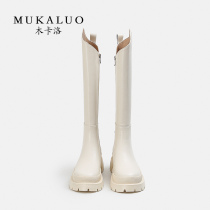 Wooden Carlo Rider Boots Woman 2021 new autumn and winter high cylinder Long cylinder boot though kneecap coarse leg small sub long boot