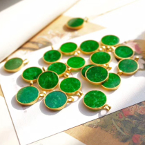 Natural A goods full green 18K gold inlaid jadeite medallion pendant flower green spicy green imperial green yang green square no matter brand