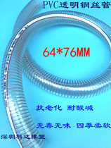 PVC transparent steel wire pipe oil pipe odorless antifreeze plastic hose Four Seasons soft negative pressure pipe 64 * 76mm