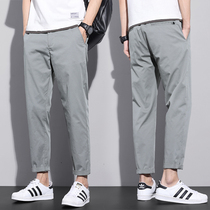 Casual Pants Mens Summer 2022 New Straight Cylinder Loose Korean Version Trend 100 Hitch Sports Ice Silk Slim 90% Pants