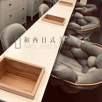 Modern simple Japanese nail table solid wood storage nail table single double person Net red shop set combination special double layer