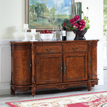 American sideboard solid wood tea cabinet dining table wine cabinet living room European style locker retro cupboard