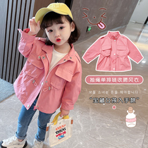 Girls spring and autumn windbreaker 2021 new childrens autumn foreign style jacket 1-6 years old female baby casual childrens clothing jacket