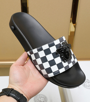 Medusa Slippers Men Genuine Leather Mesh Fashion Breathable Outdoor Wear Lovers LINED MEN SUMMER BEACH SANDALS