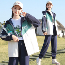 Junior high school students sportswear suit spring and autumn Foreign School students big children women Net red clothes two sets 15 high school students