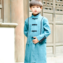Chinese paternity-child boys flagrobe temperament inlaid jacket cotton fake two pieces of coat