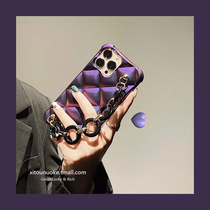 Advanced senses purple magenta is suitable for apple 13pro mobile phone shell iphone12 11 stereo xsmax with chain xr brief Tide Cards Men and women New all-bag border wrestling protective sleeves