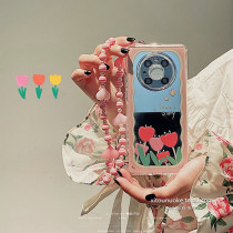 Applicable Huawei mate40pro mobile phone shell mate30pro anti-fall mate30 hanging rope mate40epro ART TULIP Artistic Tulip Full Package Protective Sheath Womens New Powder