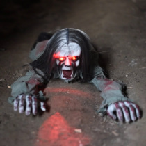 Halloween props long hair crawling ghost horror zombie whole toy ghost festival haunted house glowing electric spoof decoration