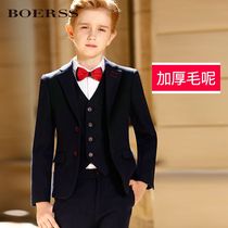 Childrens small suit suit boy Western-style flower gown thickened walking show piano for a velvet sweater