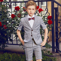BOERSS childrens dress boys shorts suit small suit casual baby performance suit Plaid spring and summer