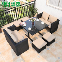 Yuanmao Nordic outdoor sofa rattan combination small apartment balcony creative sofa chair leisure table and chair waterproof sunscreen