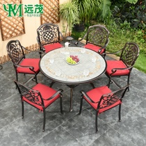 Yuanmao outdoor table and chair courtyard open-air round table new Chinese tea table and chair combination Villa Terrace outdoor cast aluminum table and chair