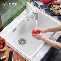Coenna kitchen quartz stone sink granite large single tank wash basin sink table upper and lower basin faucet set